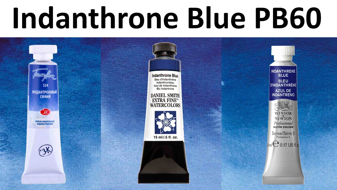 Indanthrone Blue PB60 Watercolor Comparison - Daniel Smith, Winsor & Newton, White Nights