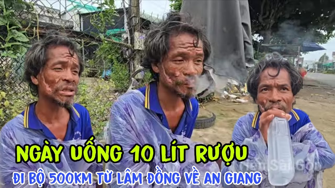 Tá hỏa với người đàn ông Thần Men mỗi ngày uống 10 lít rượu đi bộ 500km từ Lâm Đồng Về Miền Tây