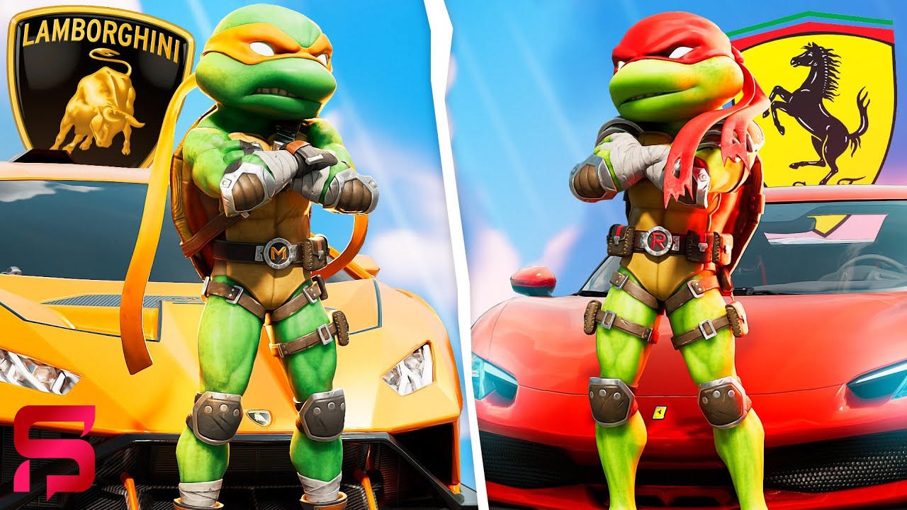 Lambo VS Ferrari - Teenage Mutant Ninja Turtles - Mutant Mayhem.. Fortnite