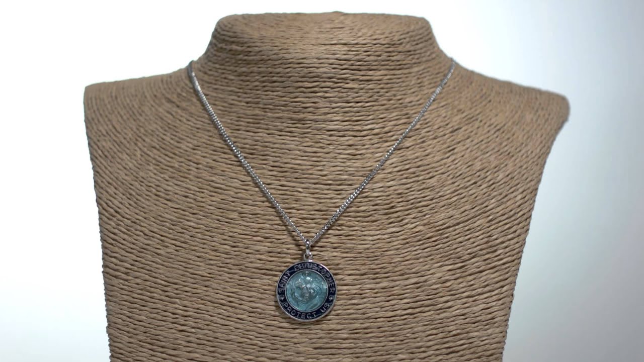 St. Christopher Medal: Sterling Silver Blue Enamel | The Catholic Company