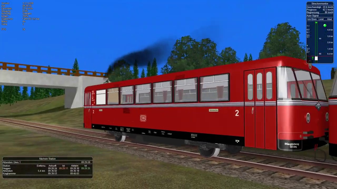 Microsoft Train Simulator Gameplay HD  - GR -  Biggetal  -  Schienenbus Finnentrop-Betzdorf Teil 1/3