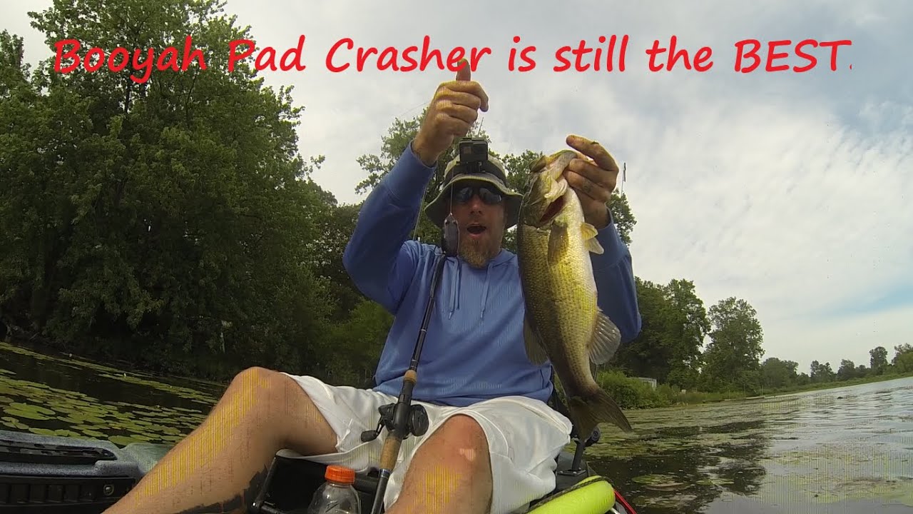 Kayak Bass fishing with the Booyah Pad crasher!  (still the best hollow body frog)