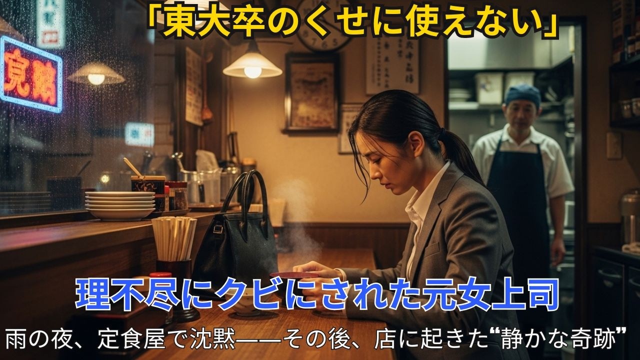 東大卒だが使えないと理不尽にクビにされた元女上司。「肩書だけの無能って言われて...」廃業寸前の定食屋で採用した結果...【全員が絶句】