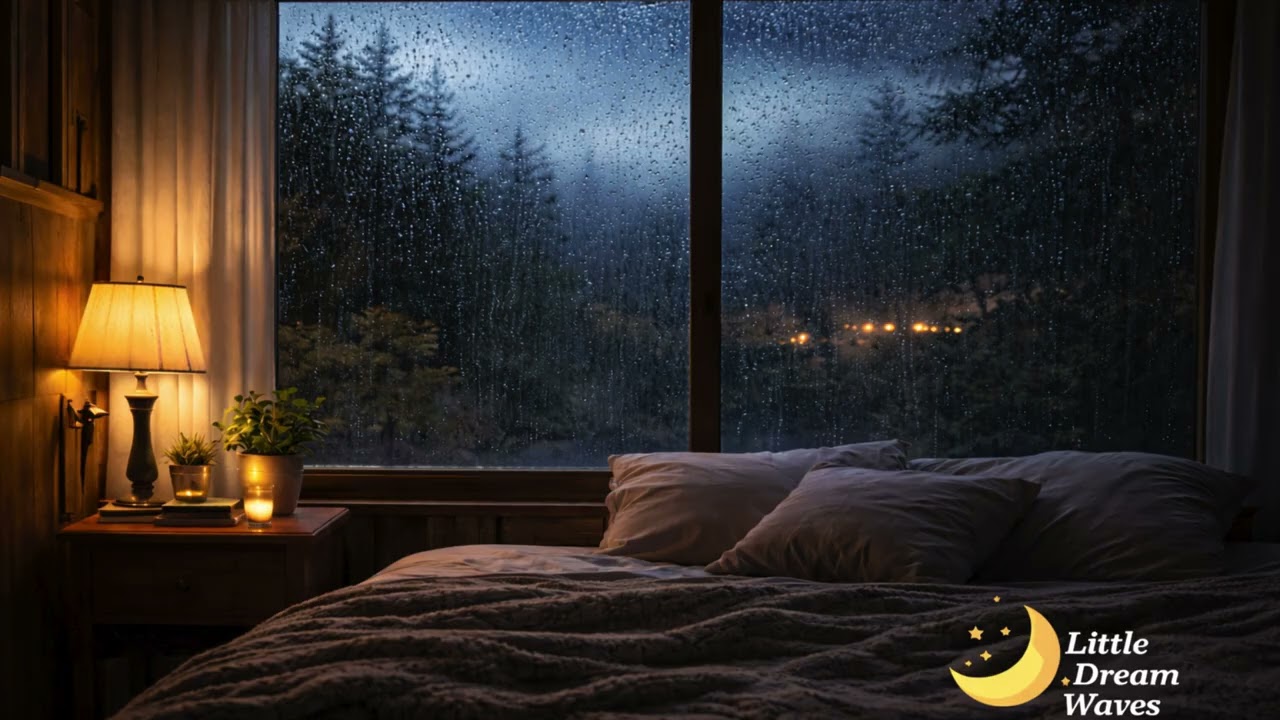 3 Hours Rain on Window at Night 🌧 Cozy Bedroom Sleep Ambience