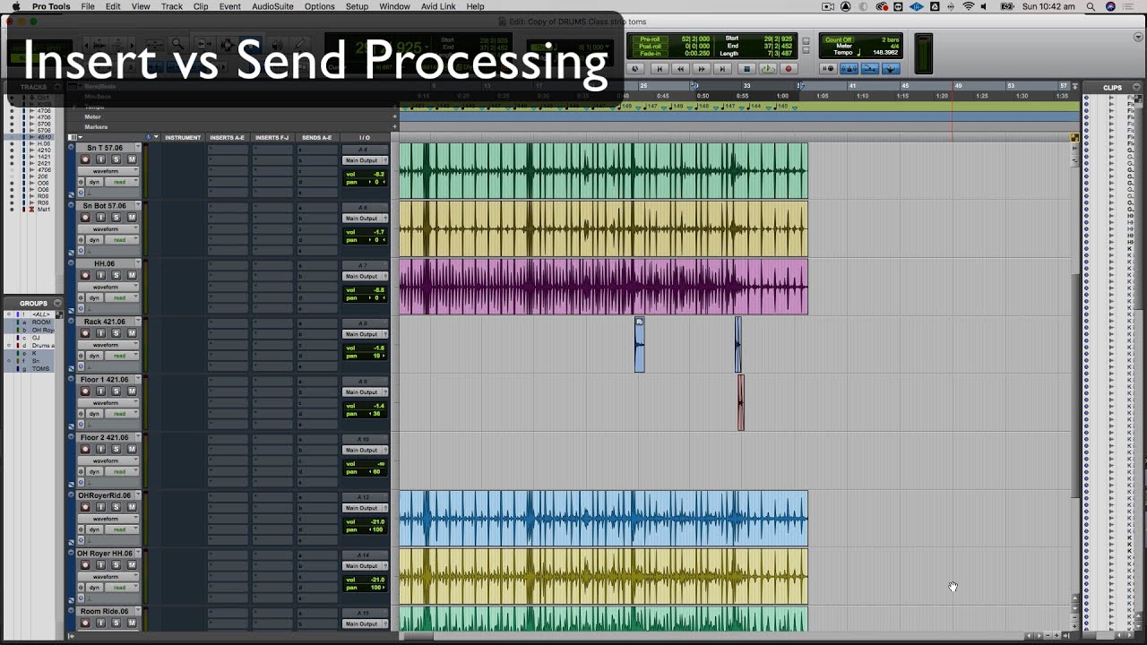 Processing in Pro Tools: Inserts vs Sends