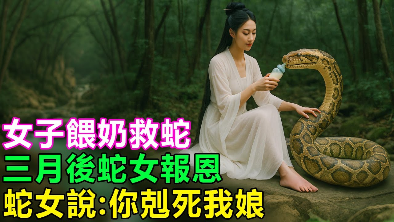 民間故事：女子餵奶救蛇，三月後蛇女報恩，蛇女說：你剋死我娘
