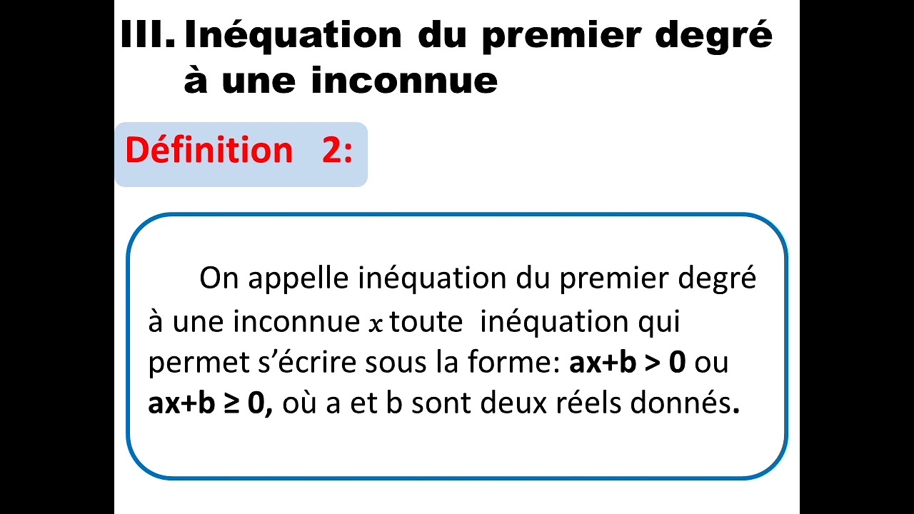 Les équations et les inéquations (cours 3 AC)