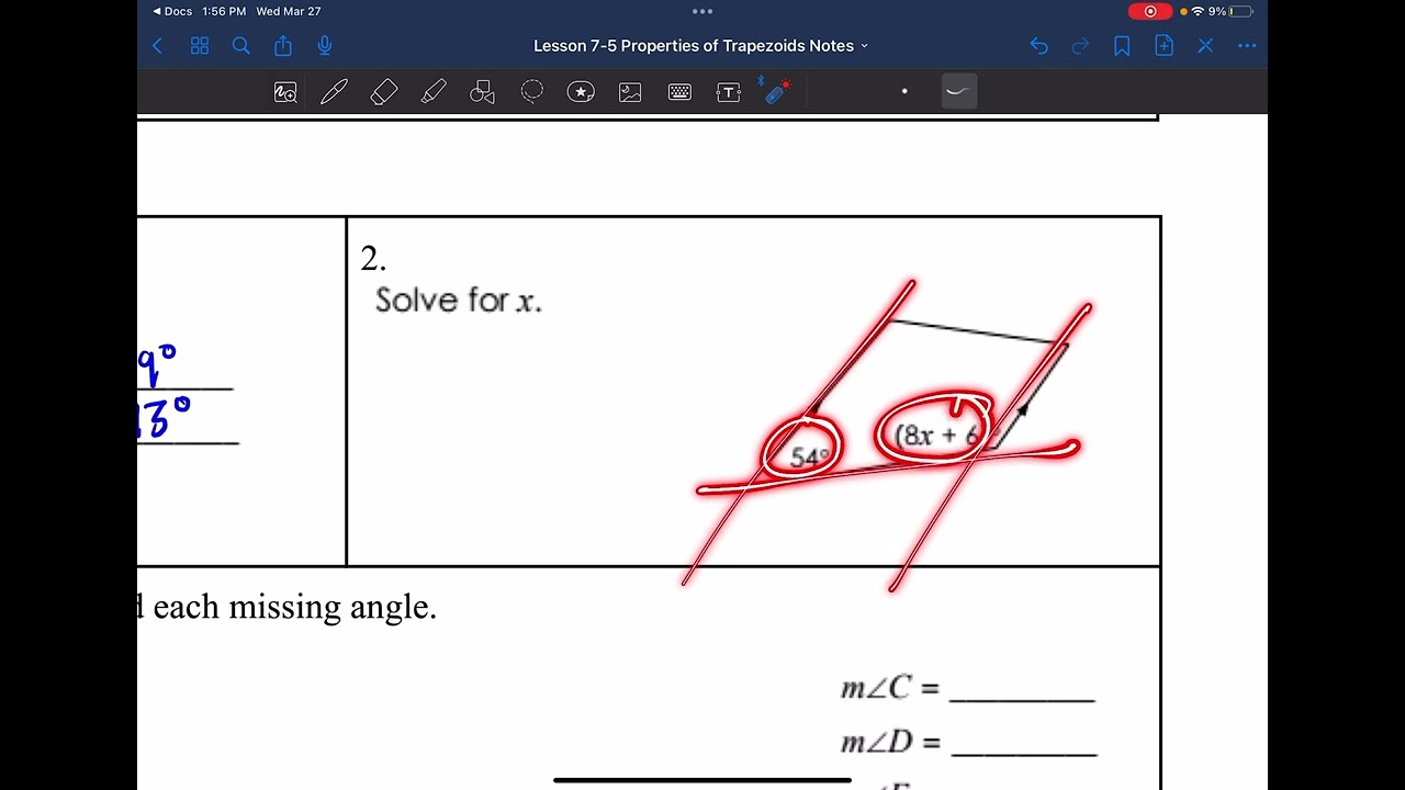 Lesson 7-5 Properties of Trapezoids