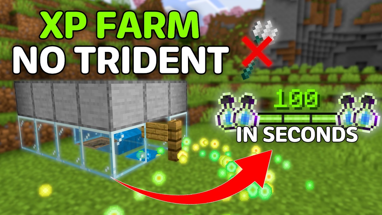 EASIEST XP FARM EVER (NO TRIDENT) v26.13 In Minecraft Bedrock! 
