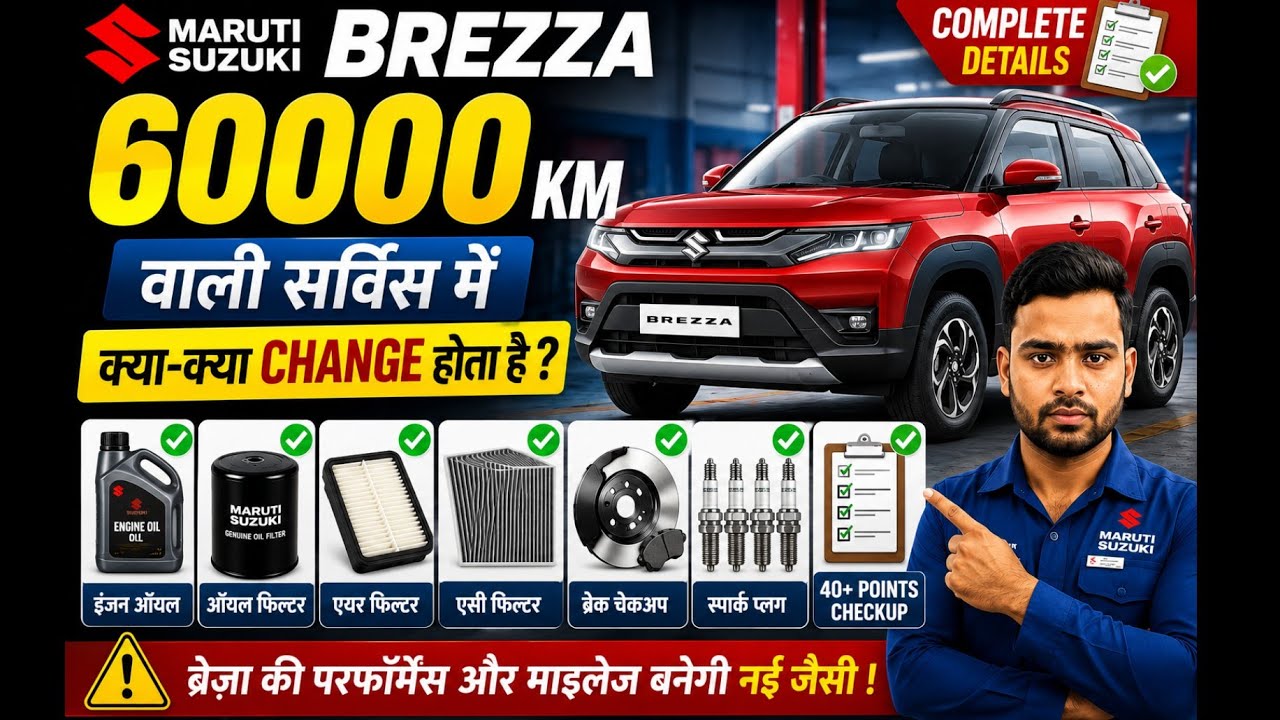 Maruti Suzuki Brezza 60,000 KM Service Cost & Parts Changed | पूरी जानकारी