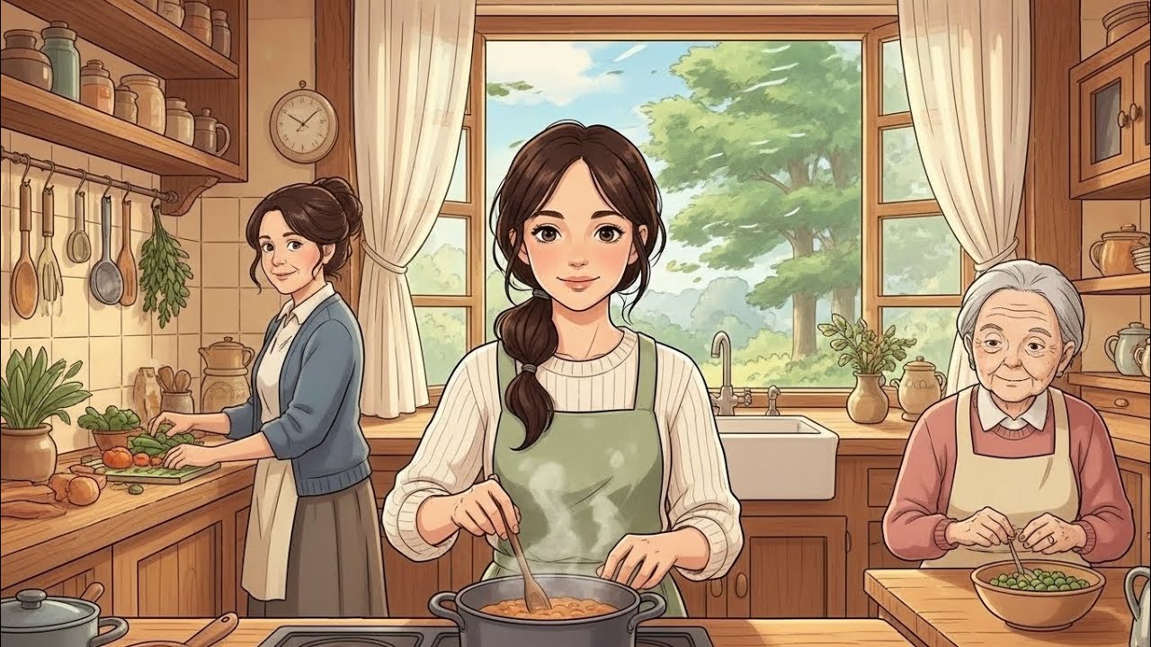 Everyday Comfort Cooking 🍲 — Windy Trees and a Cozy Ghibli-Style Home 🏡 | Ghibli Style ASMR