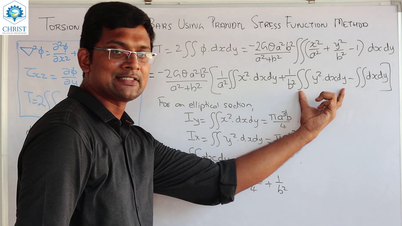 Torsion of elliptical bars - Solution using Prandtl stress function method
