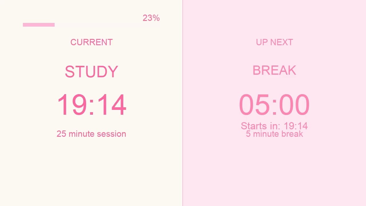 25/5 Pomodoro Timer | 4 x 25 min | Productivity