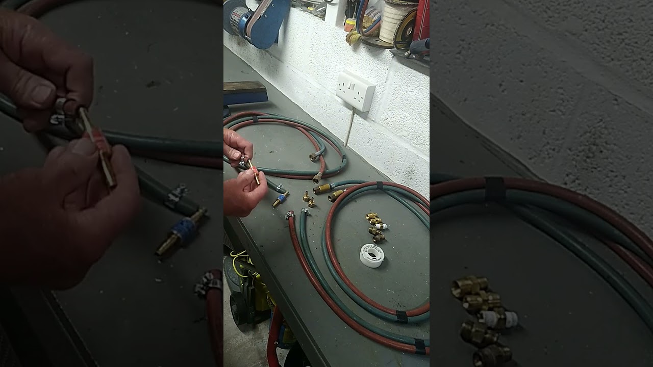 Oxy Acetylene Gas Welding using flashback arrestors to shorten the hoses