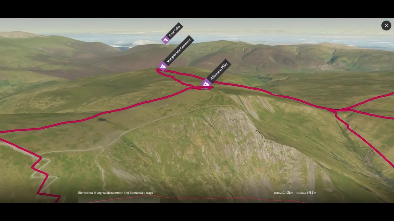 3D Walk of Blencathra (avoiding sharp edge) , Mungrisdale Common and Bannerdale Crags - June 2018