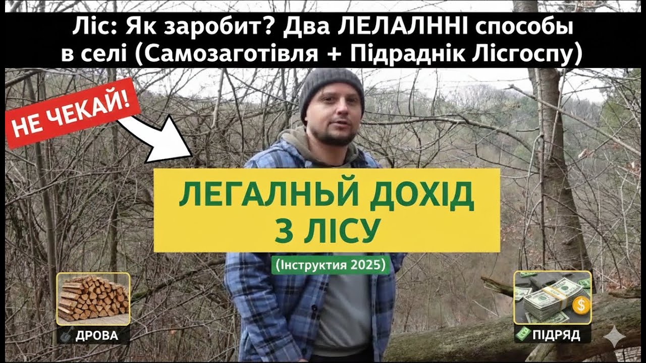 Ліс: Як заробити? Два ЛЕГАЛЬНІ способи в селі (Самозаготівля + Підрядник Лісгоспу)