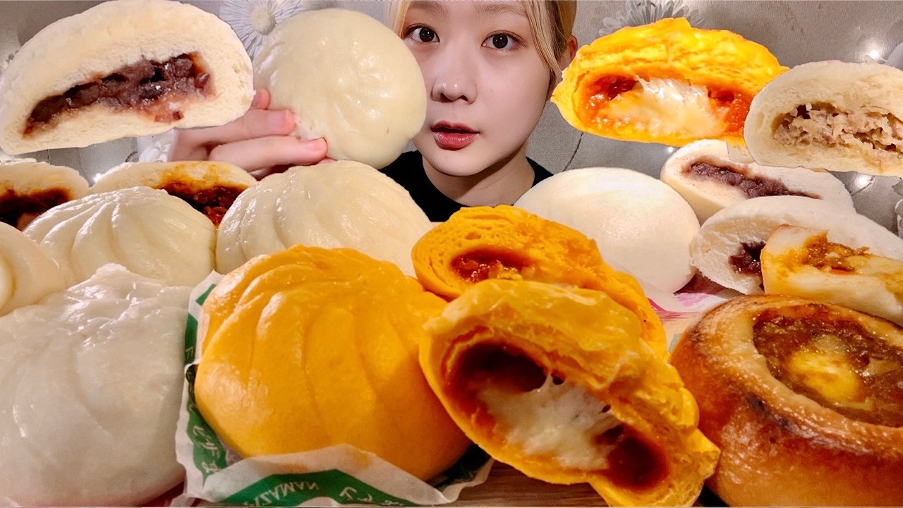 ASMR Китайские паровые булочки, продающиеся в японских магазинаx【Mukbang/ Eating Sounds】
