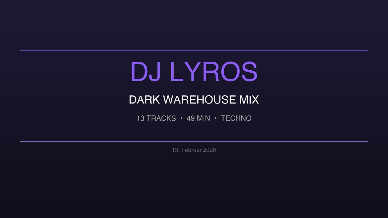 DJ Lyros - Dark Warehouse Mix | 49 Min Techno Set | Feb 2026