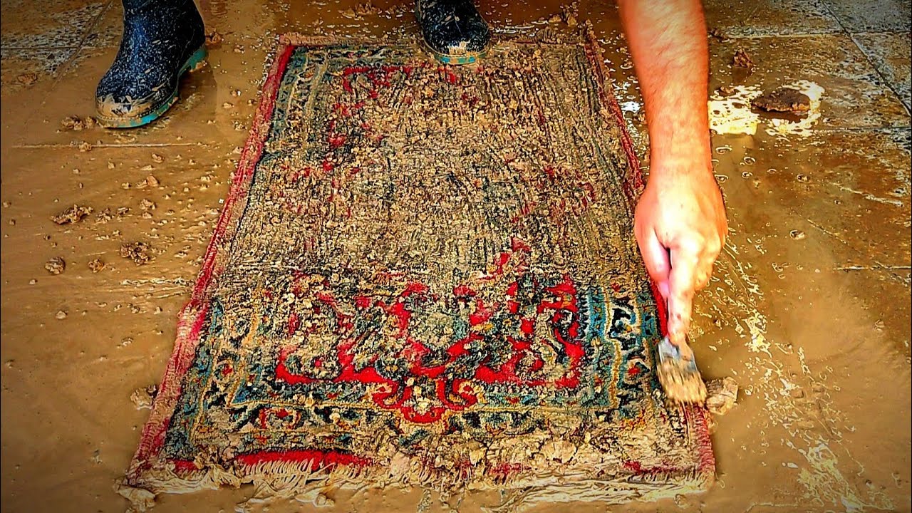 Unbelievable cleaning of dried mud on the carpet satisfying rug cleaning|asmr
