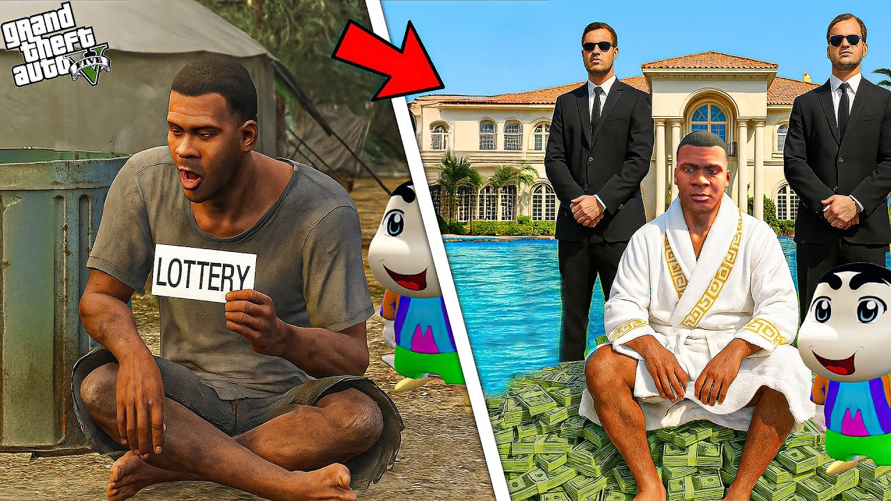 Franklin Shinchan & Pinchan Win Lottery And Become Richest Person in GTA 5 ! (GTA 5 mods)
