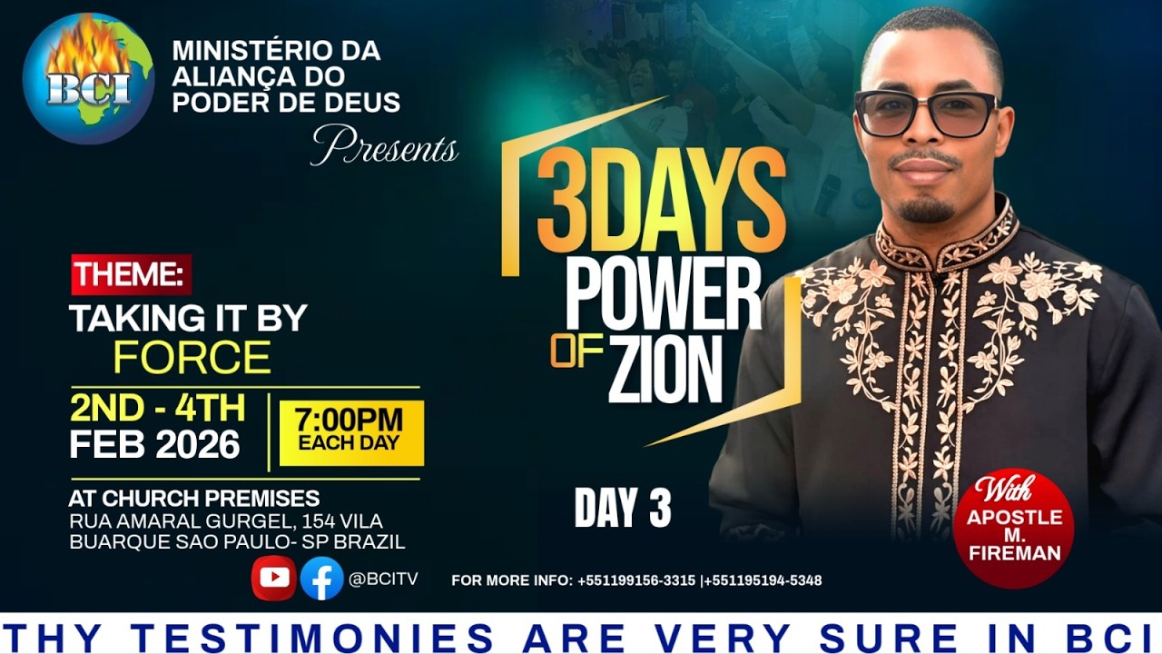 #BCI WEDNESDAY POWER OF ZION DAY 3 SERVICE || WITH APOSTLE MALIK FIREMAN || 04-02-2026`