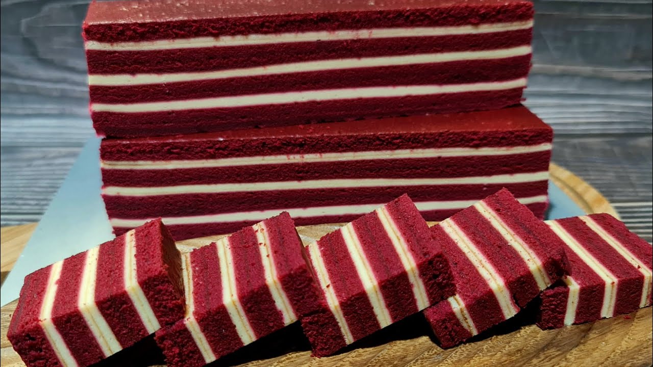 Kek Lapis Red Velvet Cheese | Kek Lapis Sarawak | Step by Step | Sarawak Layered Cake