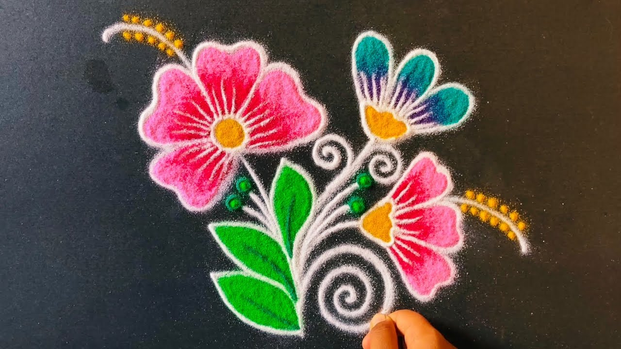 Beautiful border rangoli designs | Friday rangoli | Lotus rangoli | Border muggulu | Festivals kolam