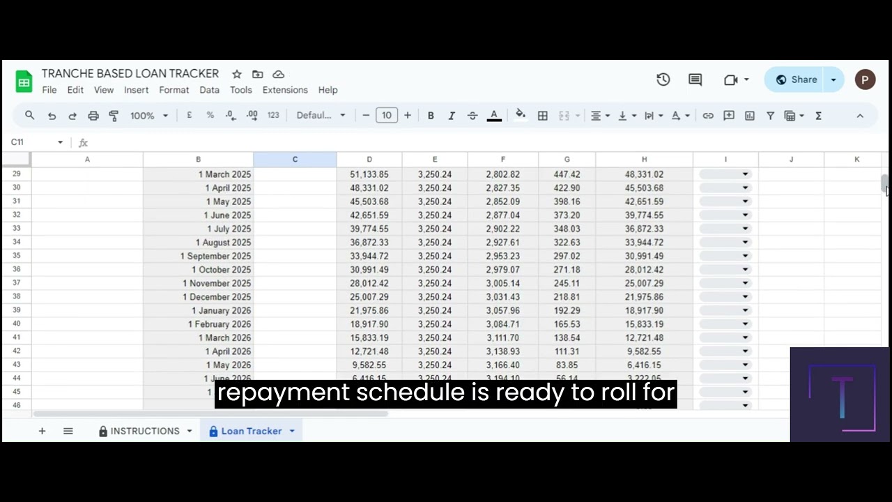 TRANCHE BASED LOAN REPAYMENT TRACKER - INSTRUCTIONS