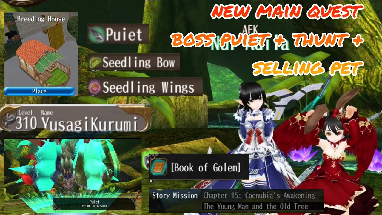 Toram online - new main quest boss puiet, update book of golem & new feature selling pet - yusagi