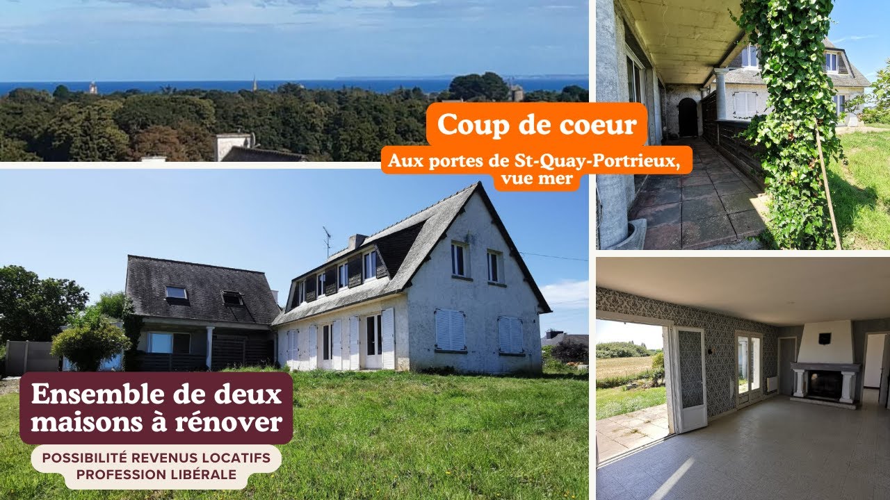 PLOURHAN_AUX PORTES DE ST-QUAY_VUE MER_2 maisons indépendantes à rénover_192m²_terrain constructible