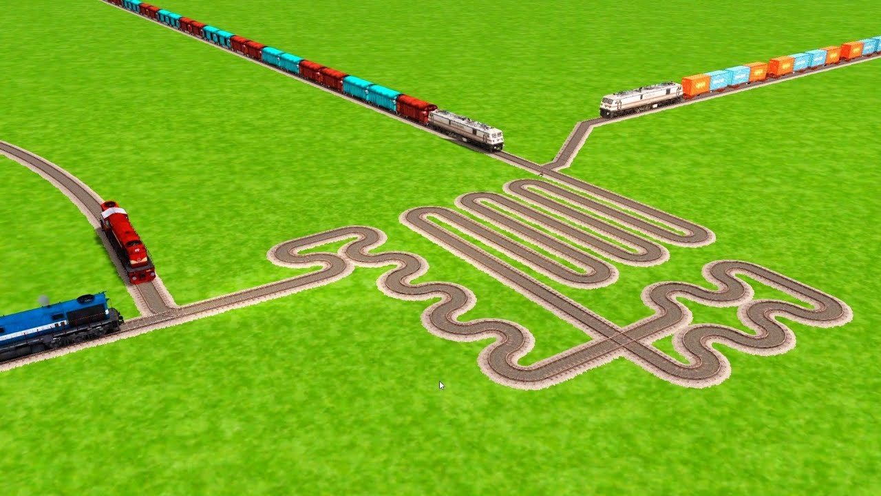 ALL TRAINS CROSSING ON EXTREME CURVED SNAKE 🐍CIRCLE TRACKS ZIG ZAG TRACKS | Train Simulator #beamng