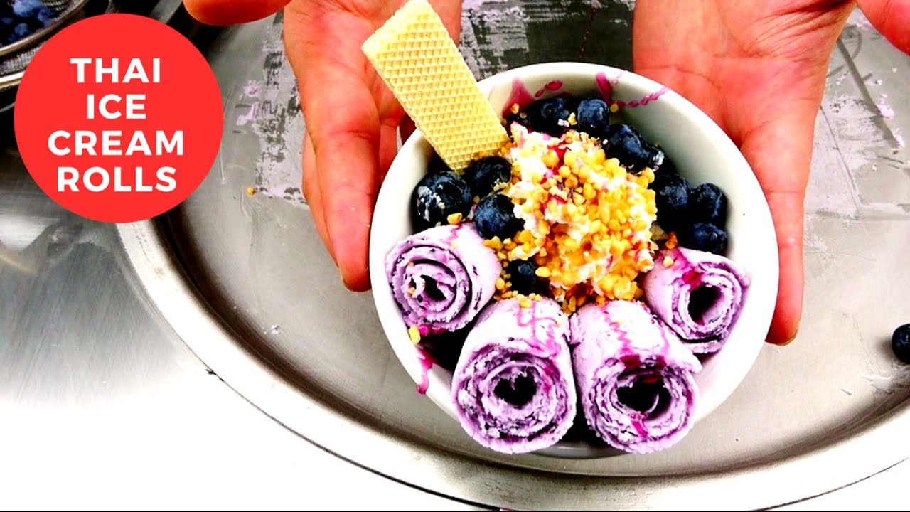 THAI ICE CREAM ROLLS - Blueberry Style ❤🇹🇭