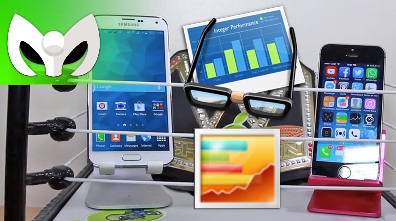 Galaxy S5 vs iPhone 5s Español Speed Test (VELOCIDAD)
