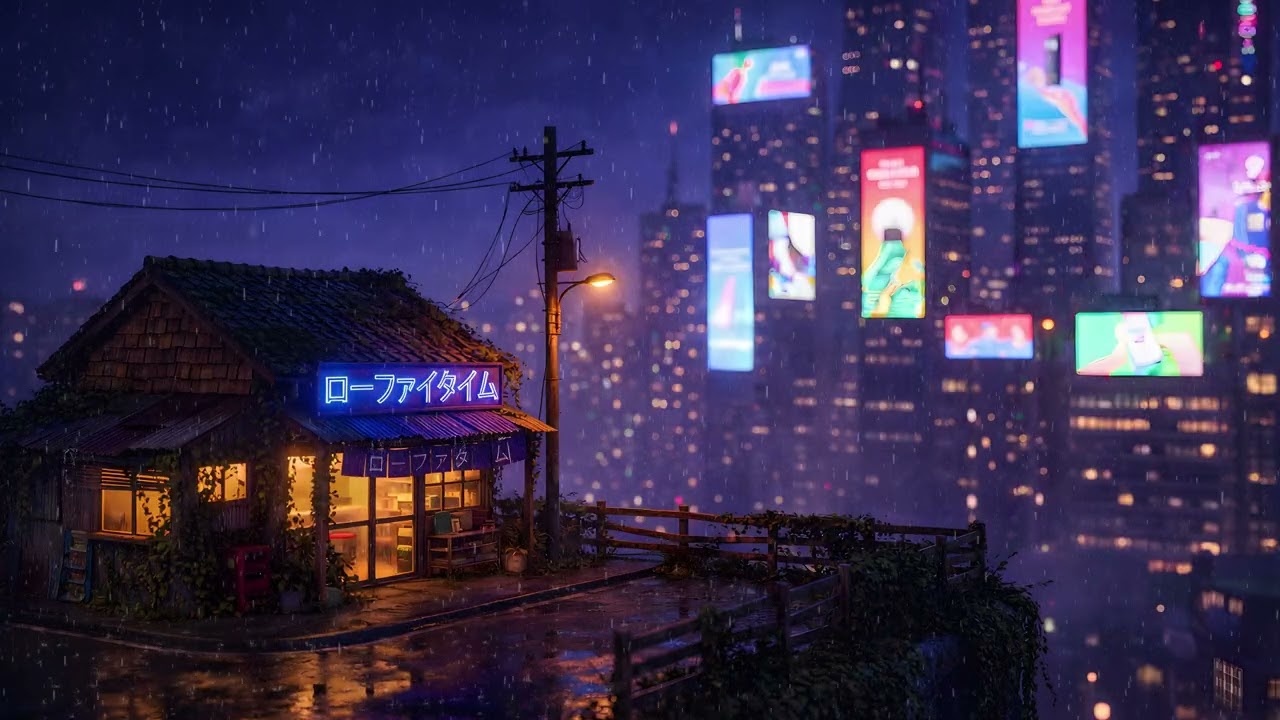 Rainy Neon Cyberpunk Streets 🌧️ Lo-fi Pop for Study, Sleep & Late Night Focus