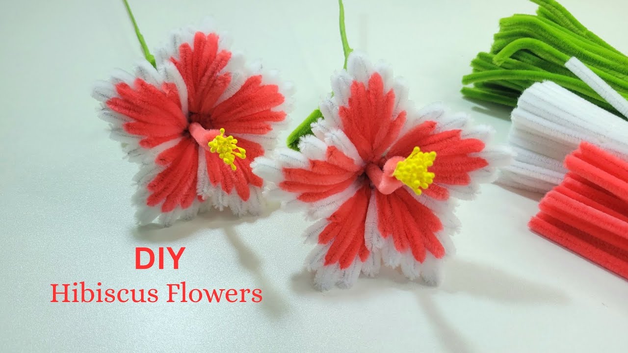 DIY Handmade! Pipe Cleaner hibiscus flowers easy to make for everyone | Tutorial tips.