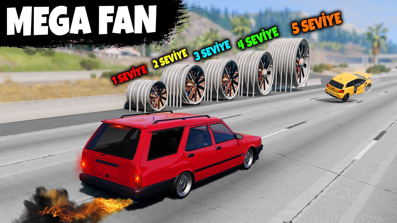 MEGA FAN İLE ARABALARI UÇURDUM :D // Extreme Crosswind // ABSÜRT DENEY // BeamNG.drive