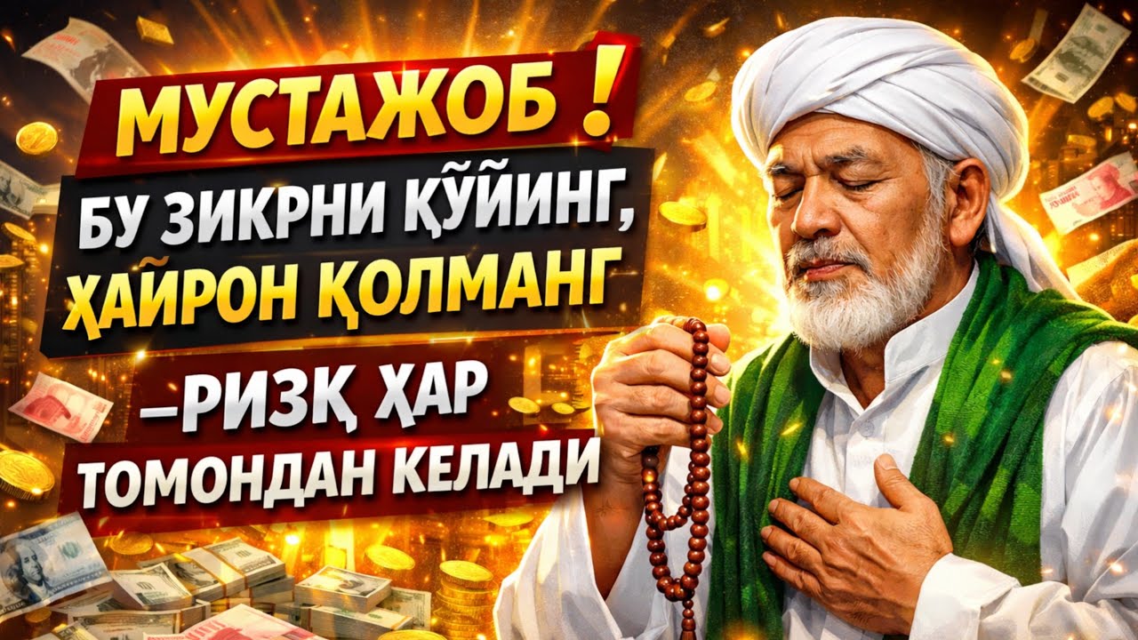 МУСТАЖОБ ❗БУ ЗИКРНИ ҚЎЙИНГ, ҲАЙРОН ҚОЛМАНГ —РИЗҚ ҲАР ТОМОНДАН КЕЛАДИ