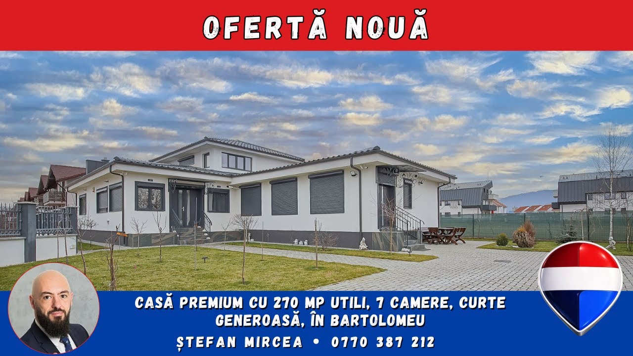 Casă premium cu 270 mp utili, 7 camere ,curte generoasă în Bartolomeu