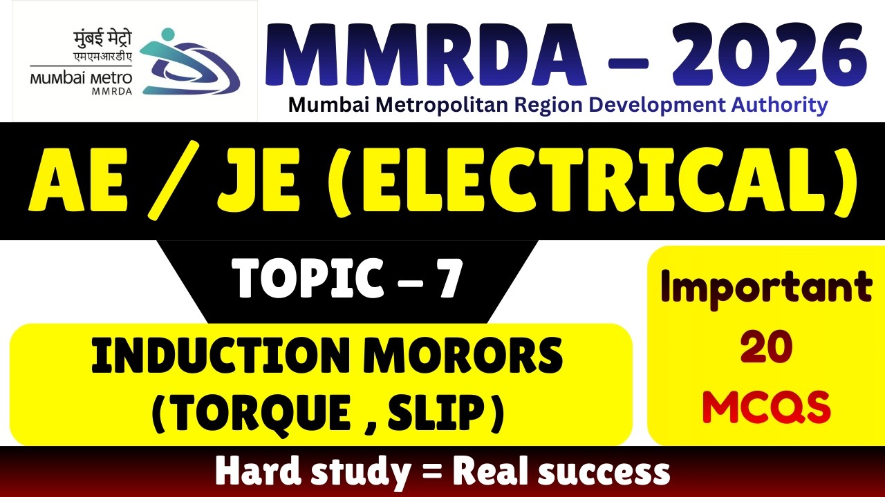 Induction Motors MCQS | MMRDA Electrical Engineering pdf Notes 2026 | MMRDA JE Electrical PDF 2026