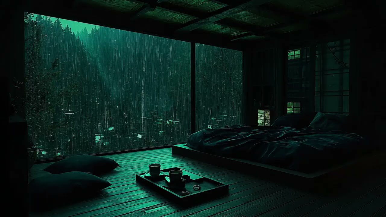 Dark Bedroom Rain Sounds (No Ads) | Deep Sleep Ambience for Relaxation & Focus