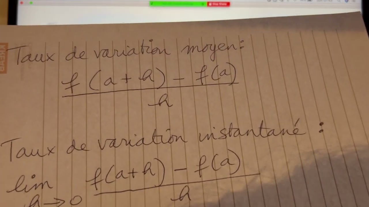 266 Taux de variation moyen et instantané - maths 5e secondaire