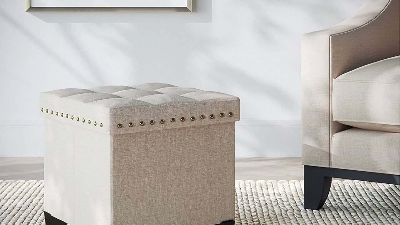 Bon produit -  Nathan James 71103 Payton Pouf de rangement pliable avec repose-pieds et cube de sièg