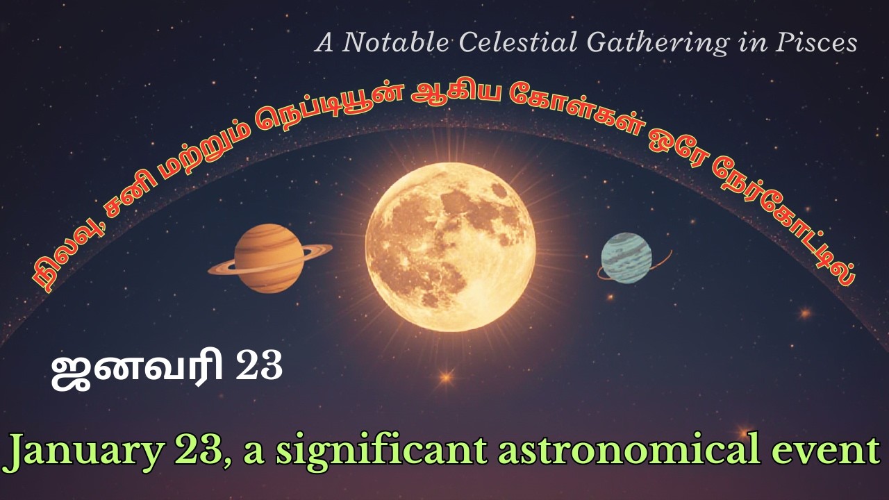 January 23, constellation Pisces. ஜனவரி 23 அன்று, மீன ராசி மண்டலத்தில் வானியல் நிகழ்வு
