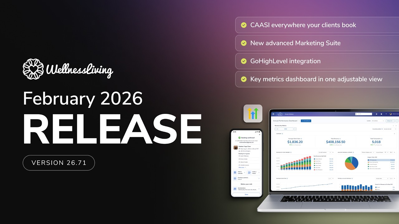 Wydanie WellnessLiving z lutego 2026 r. | Wersja 26.71