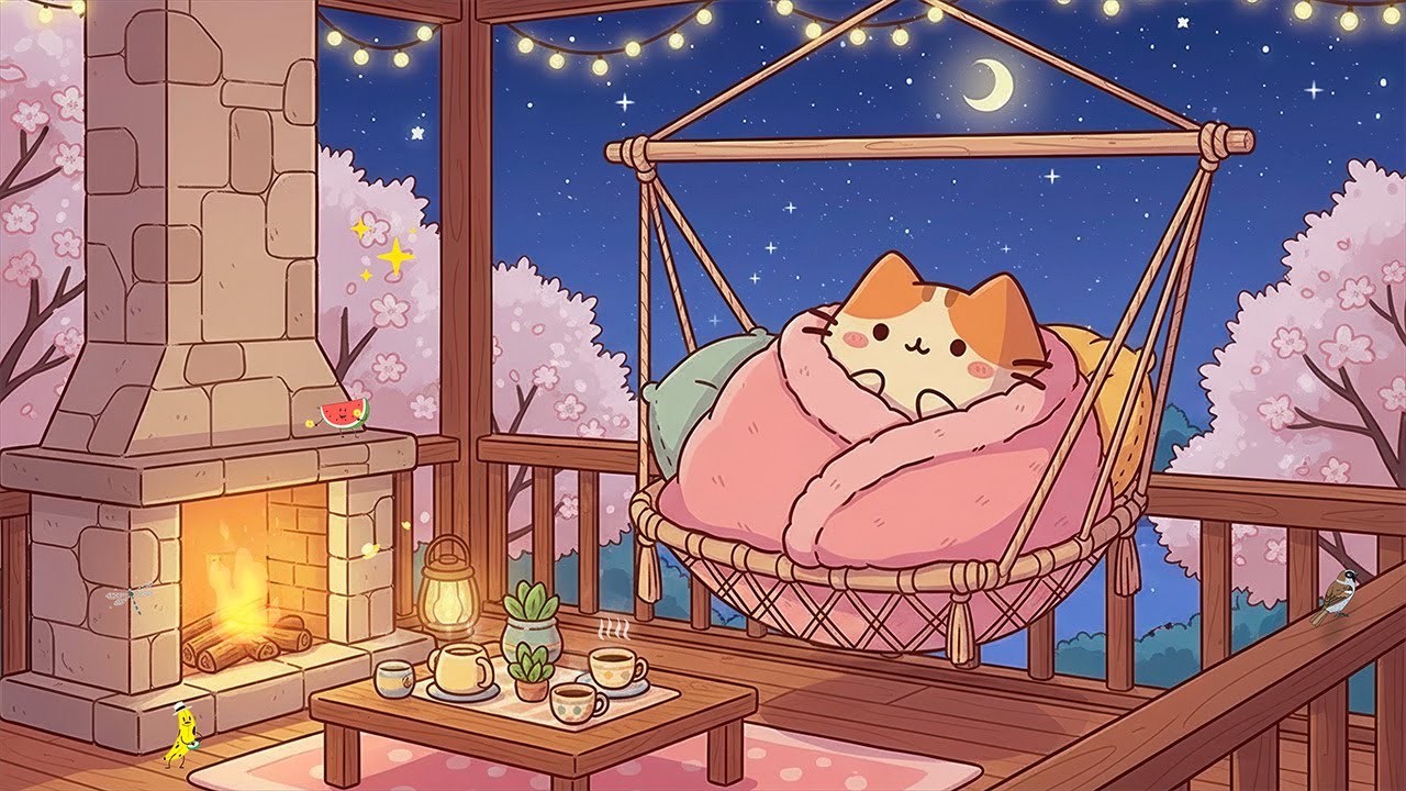 Mochi Cat’s Starry Hammock Night 🌌 Cozy Lofi Beats for Deep Sleep 💤 Soft Lofi Melodies to Unwind