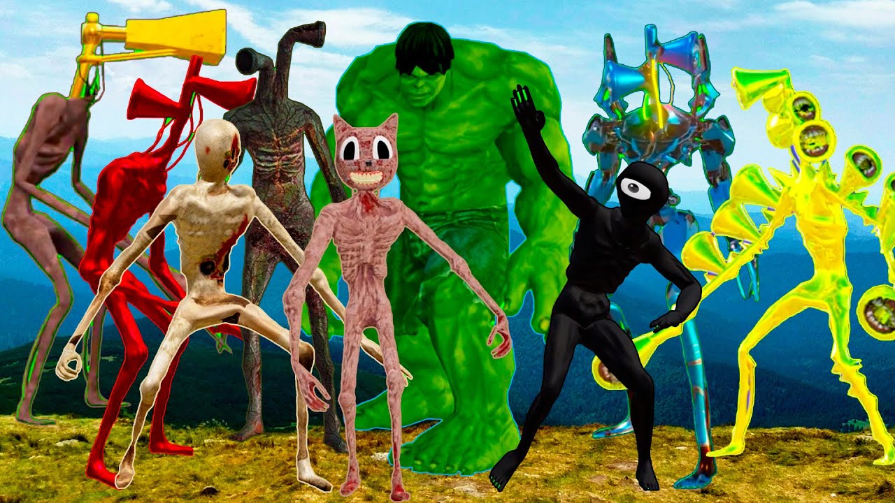 Mega Siren Head Best Monster Battle vs Cartoon cat hulk vs FNAF The Puppet vs backrooms monsters
