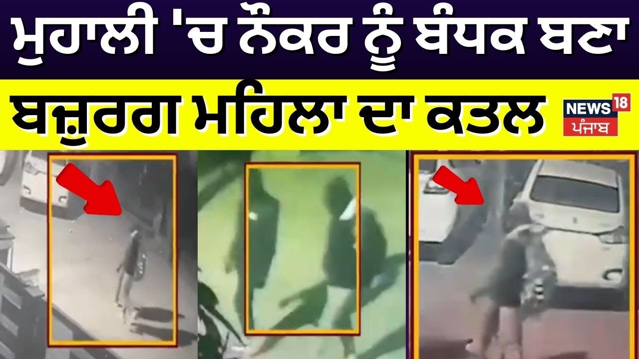 Mohali Woman Murder | ਮੁਹਾਲੀ 'ਚ ਨੌਕਰ ਨੂੰ ਬੰਧਕ ਬਣਾ ਬਜ਼ੁਰਗ ਮਹਿਲਾ ਦਾ ਕਤਲ | CCTV | News18 Punjab