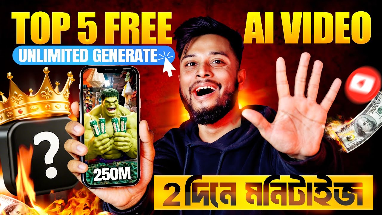 সেরা 5 টি FREE UNLIMITED AI Video Generator | ai video kaise banaye free |  Text to Video Ai 2026