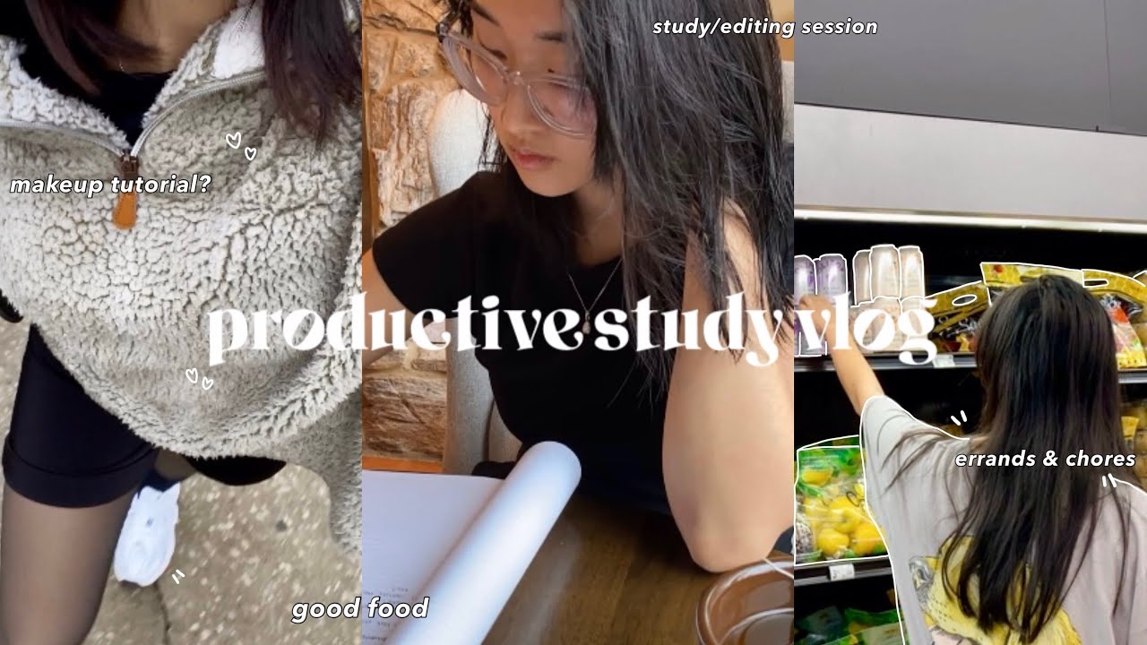 study vlog 🍵 productive week, study/editing sessions, errands & chores, make-up tutorial?
