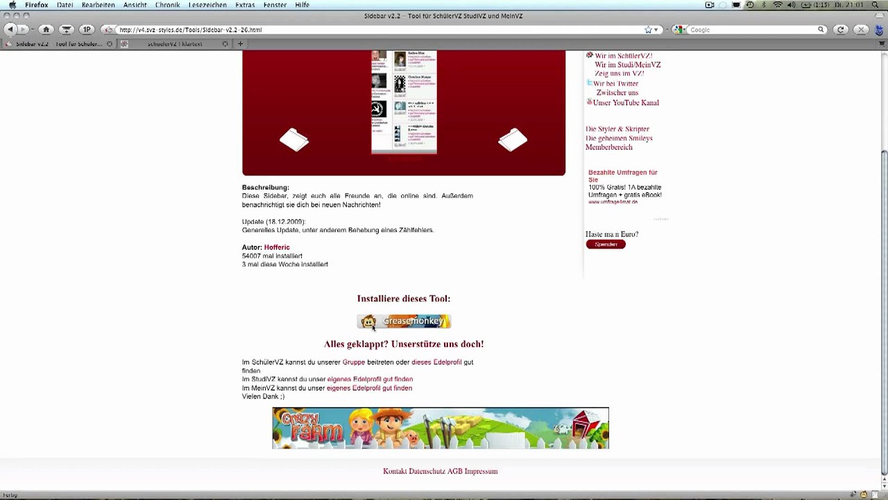 Anleitung: Erweitere dein Sch&uuml;lerVZ, StudiVZ oder MeinVZ mit Tools!